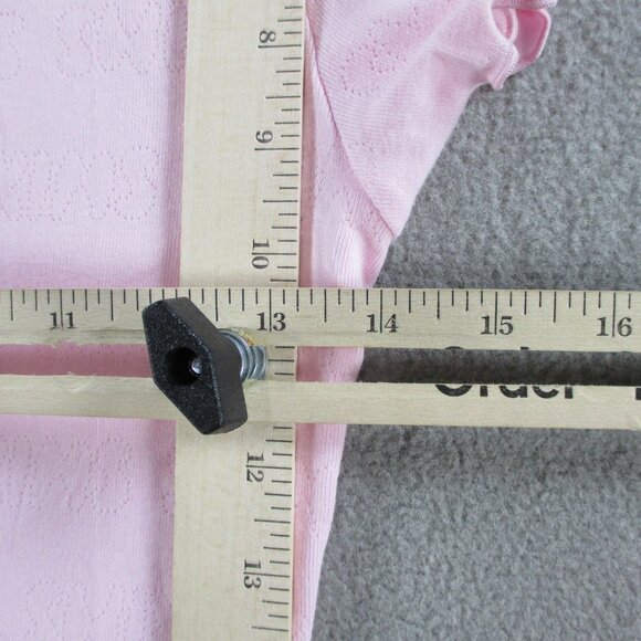 SKIMS Logo Pointelle Shirt Womens XS Cherry Blossom Pink Printed Stretch NWT - Picture 5 of 9